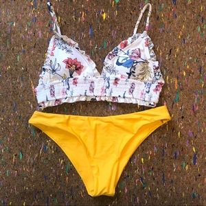 Zaful Flower Print Padded Bikini